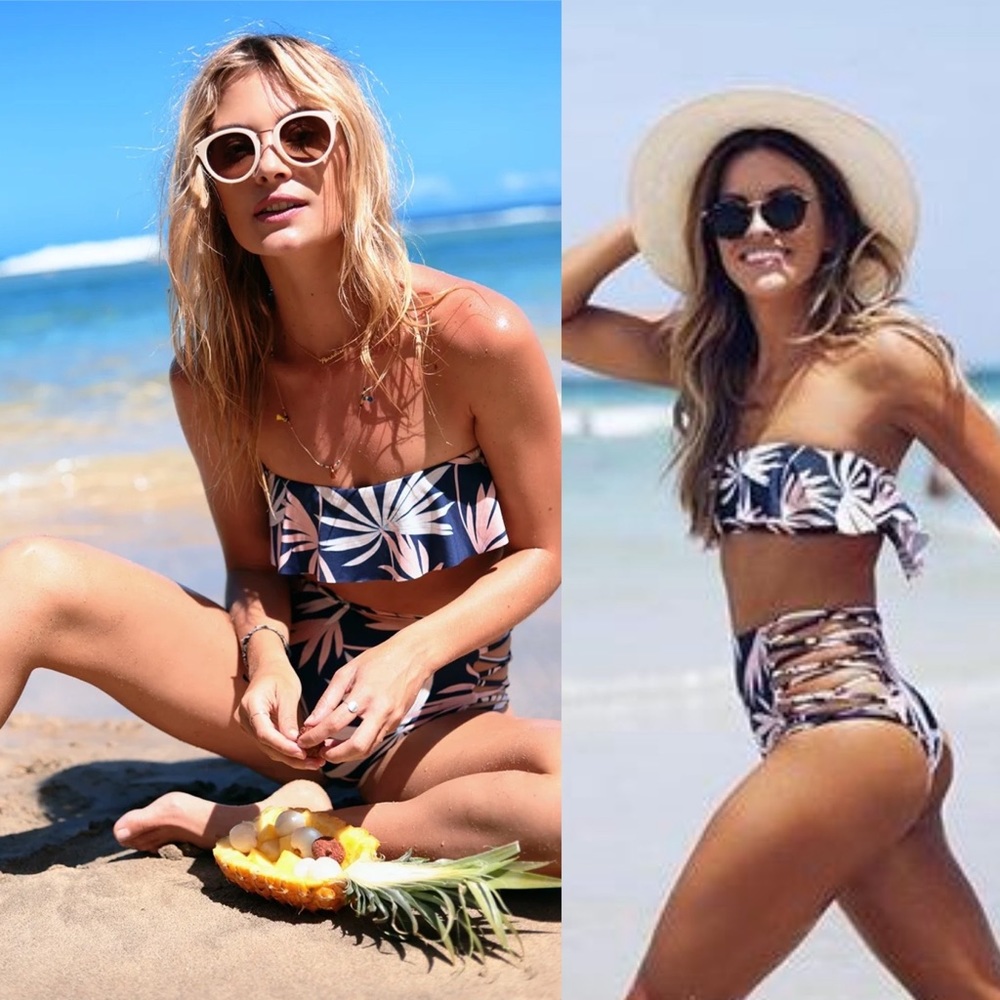 NWT LSpace Palm High Waisted Bikini Two Piece Set - Picture 2 of 4